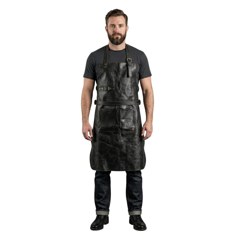 Black Leather Aprons wearinmg