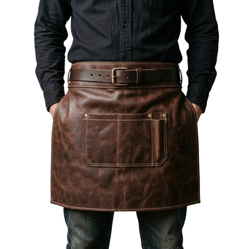 Brown Waist Leather Apron wearing