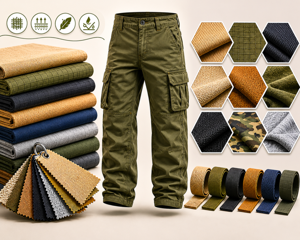 Cargo Pants Fabric Options – Premium fabric choices for custom cargo pants by Eco Jersey