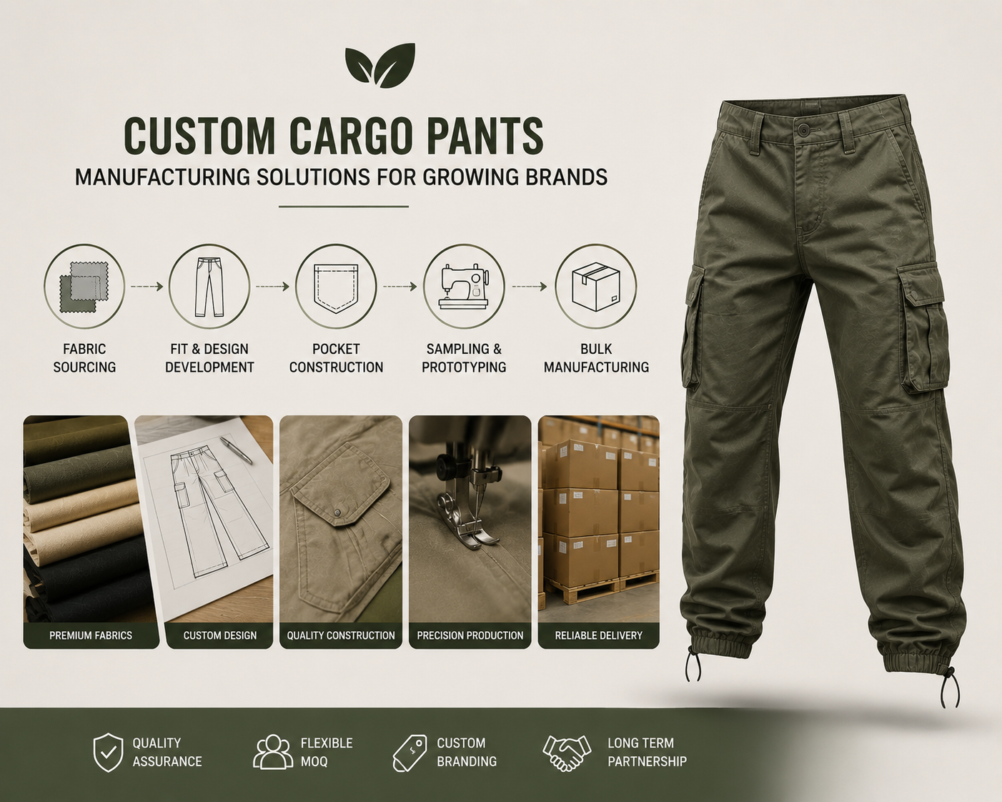 Cargo Pants Manufacturing Solution – Custom cargo pants wholesale manufacturing by Eco Jersey
