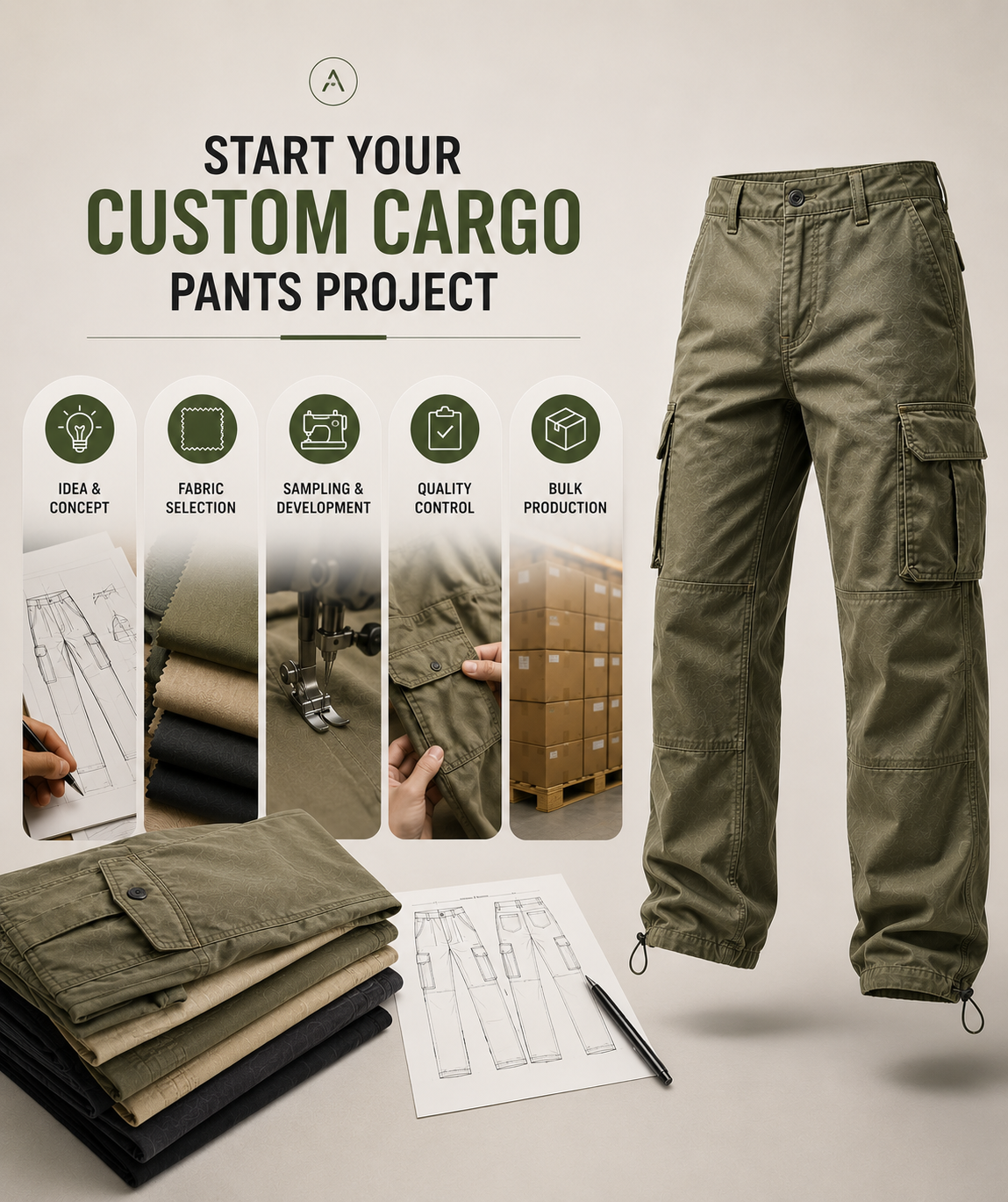 Cargo Pants Project Sample – Custom cargo pants project showcase by Eco Jersey