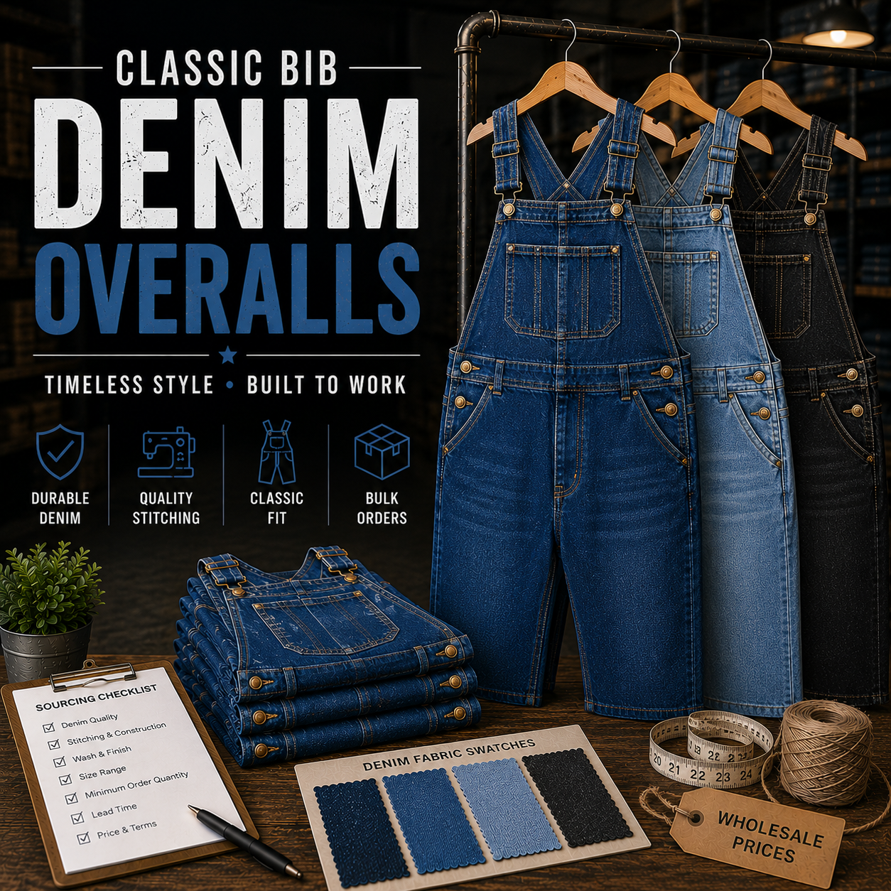 Classic Bib Denim Overalls Manufacturer – Custom classic bib denim overalls wholesale by Eco Jersey
