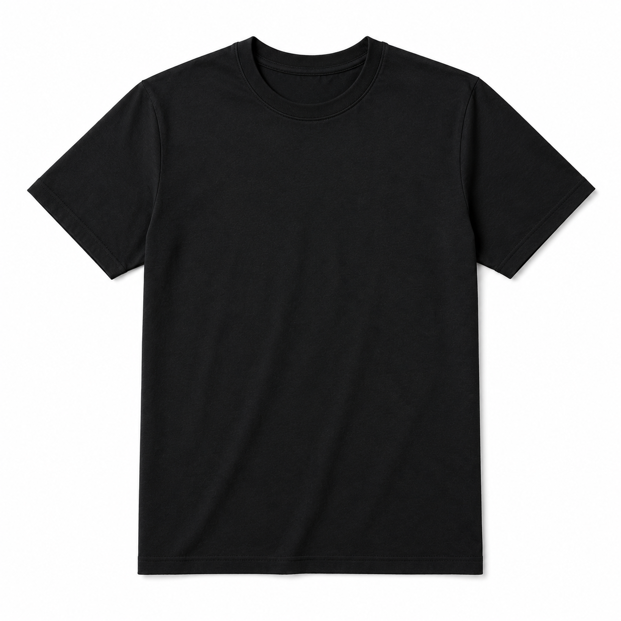 Custom gym classic crew neck tee manufacturer showing a men's black short sleeve crew neck t-shirt on a white background for gym brands and sportswear retailers