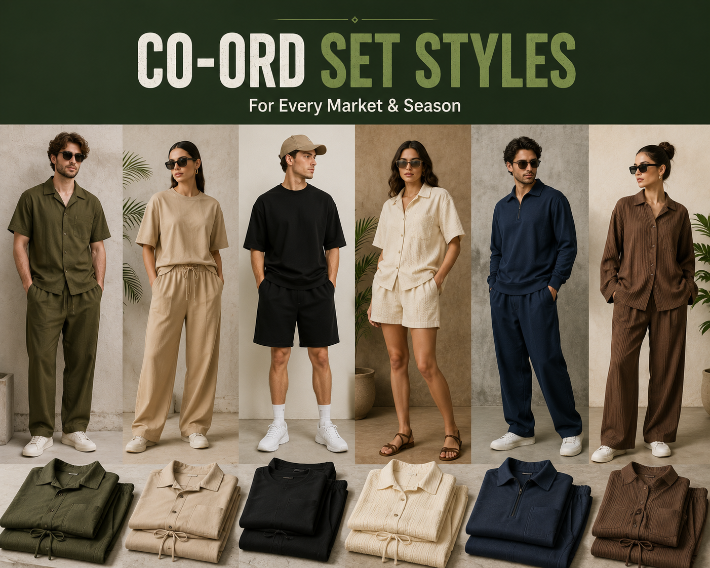 Co-Ord Set Styles Overview – Various custom co-ord set styles for wholesale manufacturing by Eco Jersey