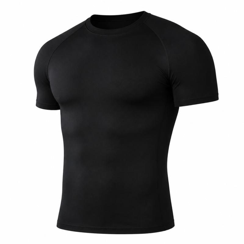 Custom compression T-shirts for sports and medical use, providing muscle support and graduated compression during athletic performance