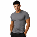 Gray colored compression T-shirts for sports and medical use with targeted muscle support and moisture-wicking fabric