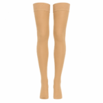 Beige thigh-high compression stockings for medical use, circulation support, and post-surgery recovery