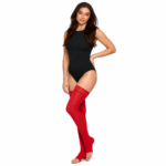 Red colored compression stockings for graduated pressure support, breathable fabric for circulation and medical use