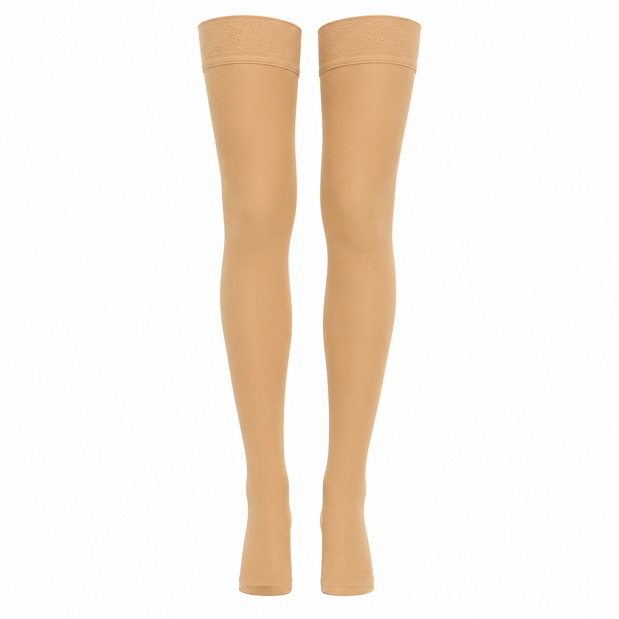 Compression stockings Beige thigh-high compression stockings for medical use, circulation support, and post-surgery recovery