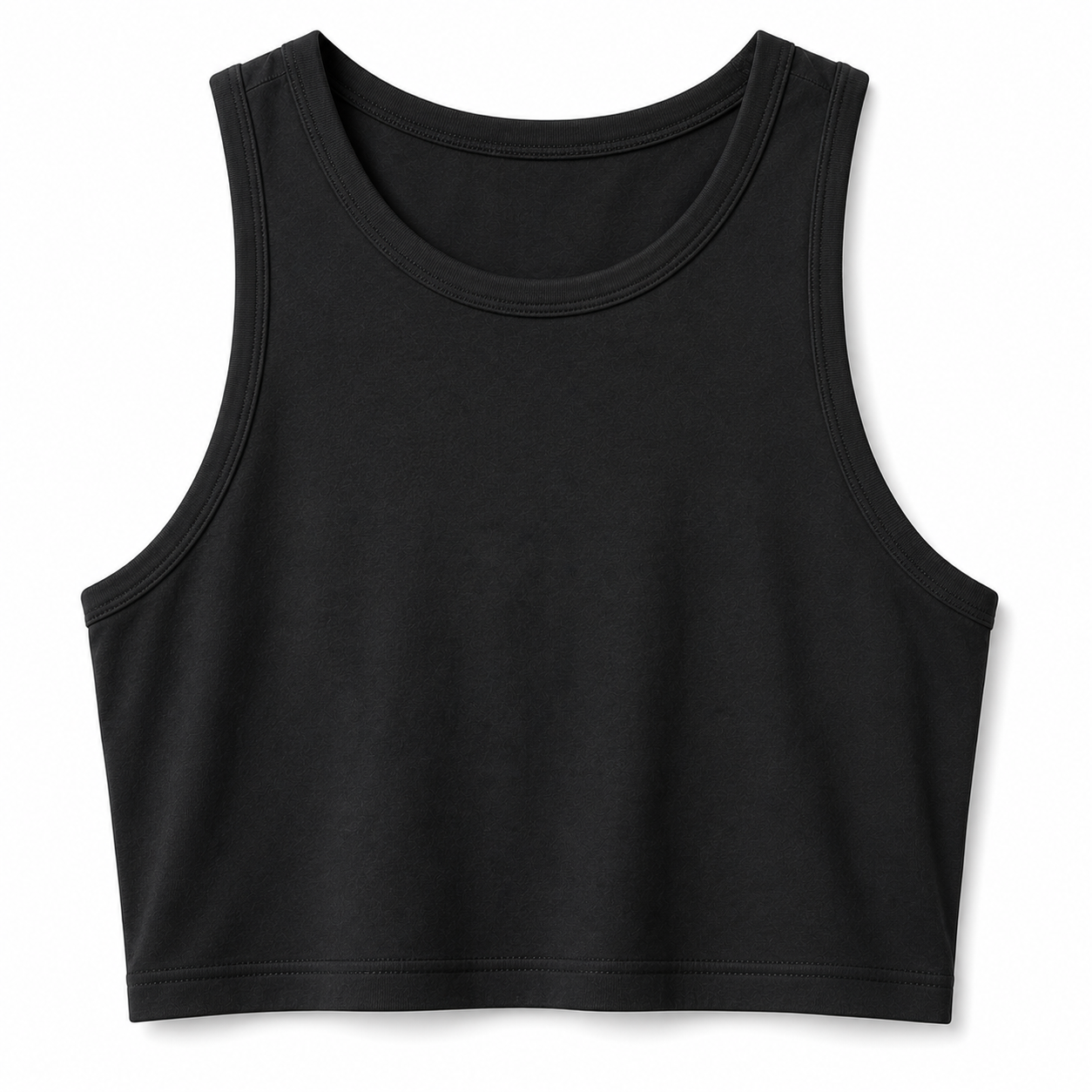 Custom crop tank tops manufacturer showing women's cropped sleeveless tank top for fitness brands, yoga studios, and fashion apparel retailers