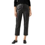 Cropped Leather Pants | Stylish Relaxed Fit Leather Bottoms - Image 2