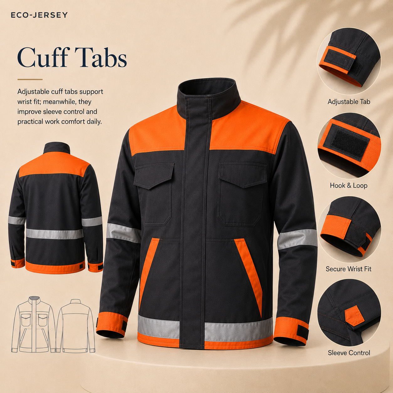 Cuff adjuster detail on Durable Oxford Workwear Jacket