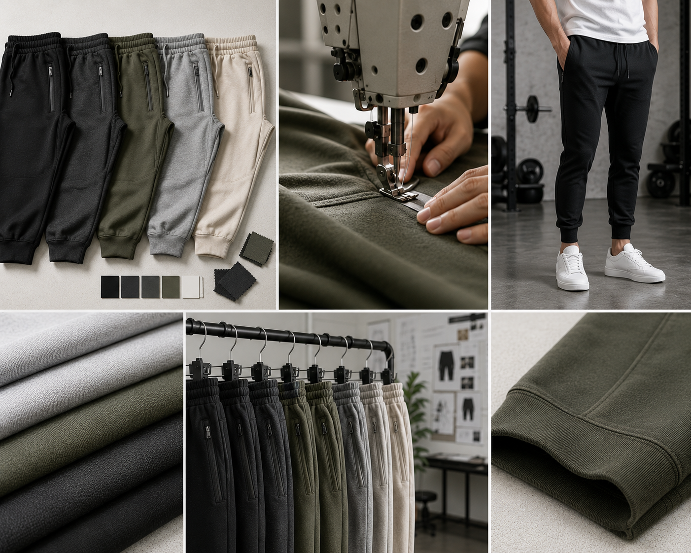 Custom activewear joggers manufacturer - Eco Jersey showcasing a range of jogger styles for brands