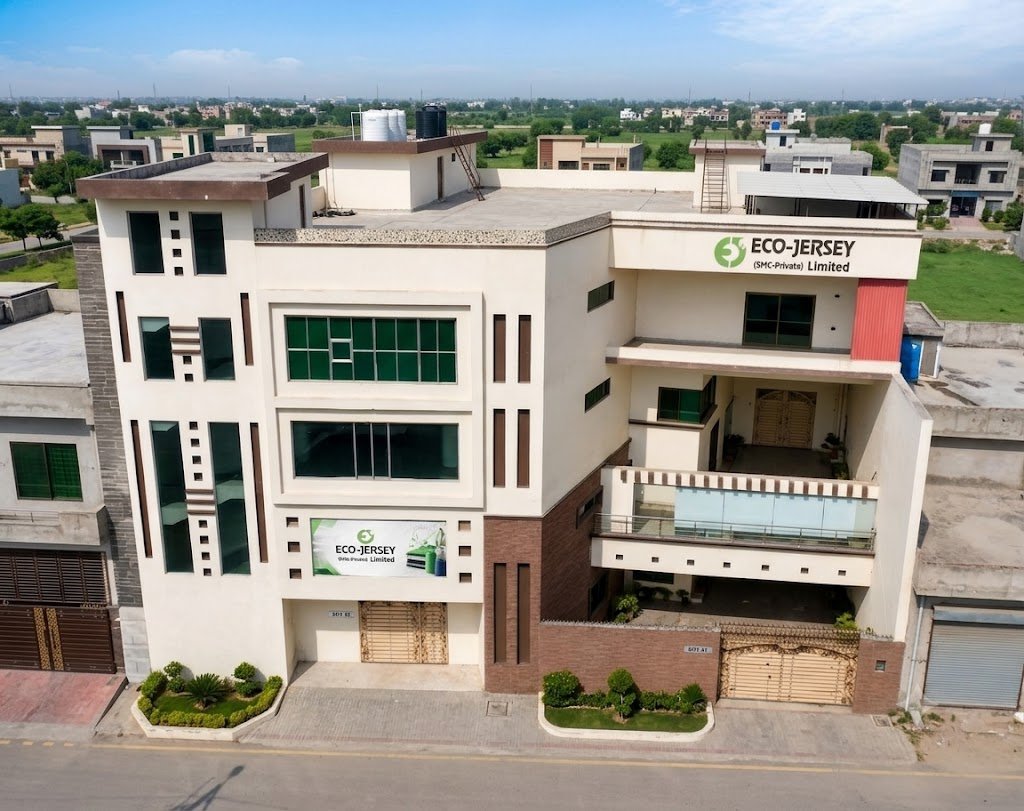 Aerial drone view of Eco-Jersey Limited factory building