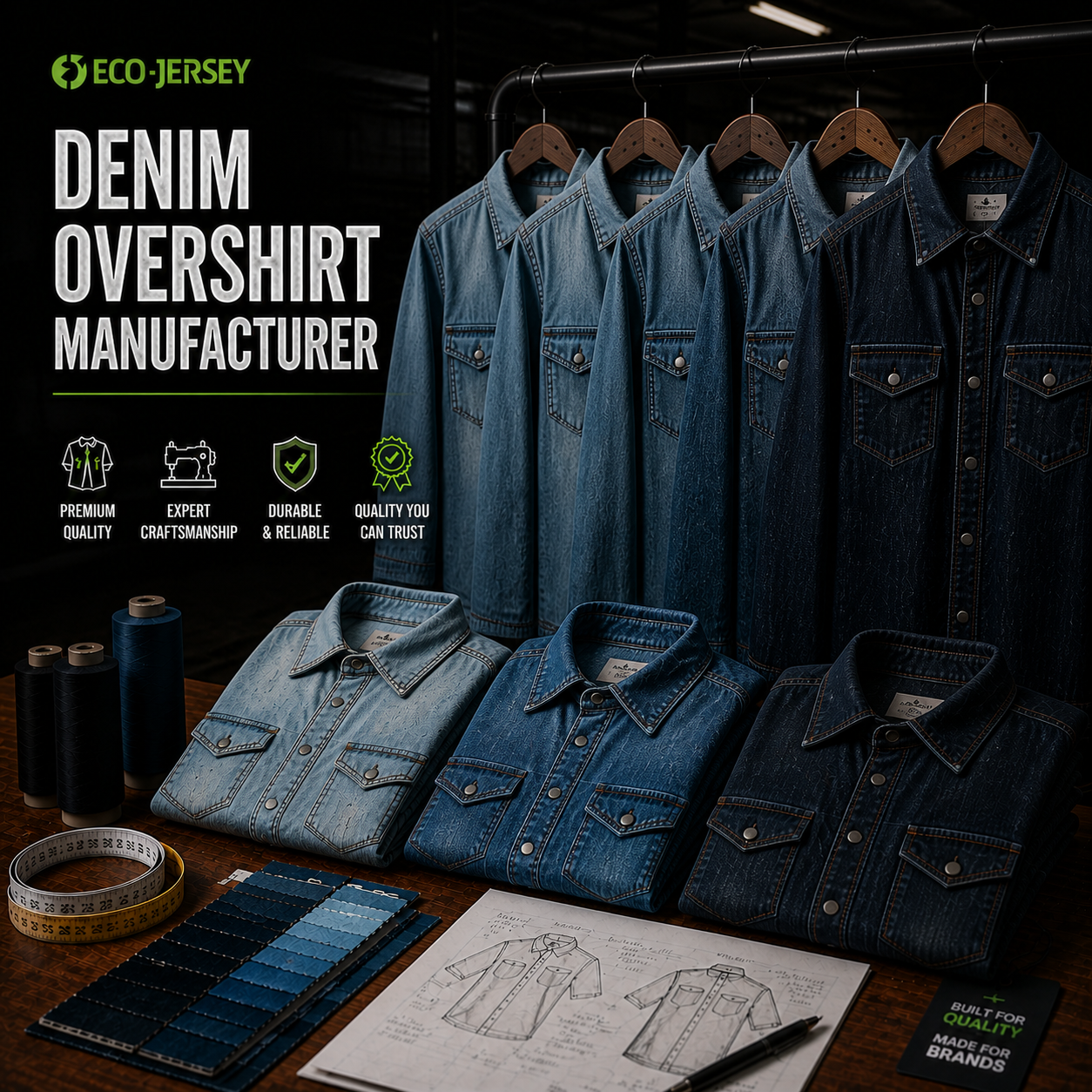 Denim Overshirt Manufacturer – Custom denim overshirts wholesale by Eco Jersey