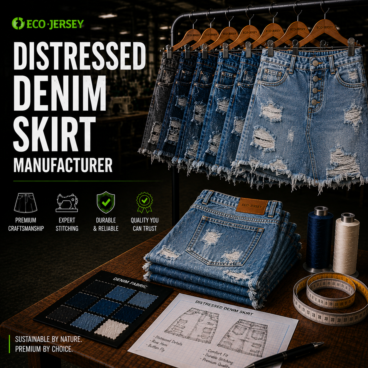 Distressed Denim Skirt