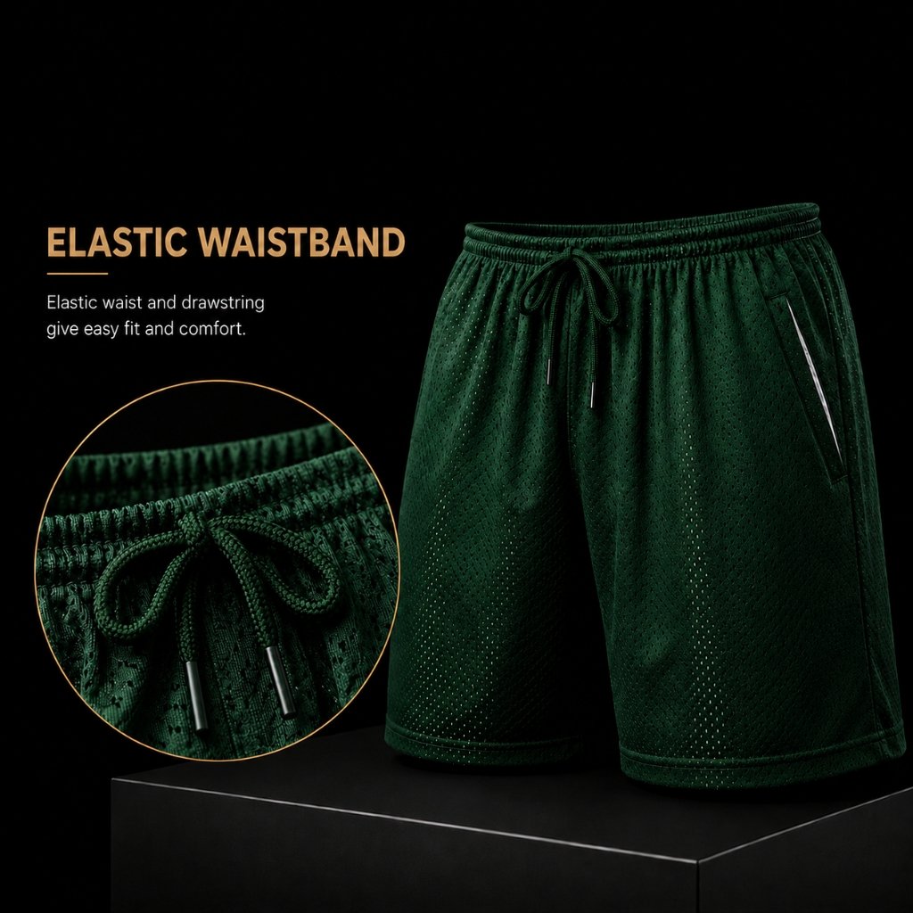 Dual Mesh Basketball Shorts — elastic waistband