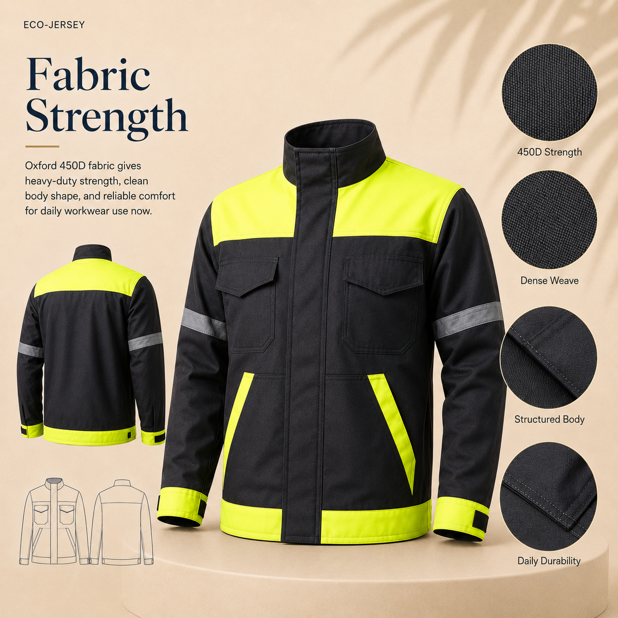 Fabric strength detail for Durable Oxford Workwear Jacket