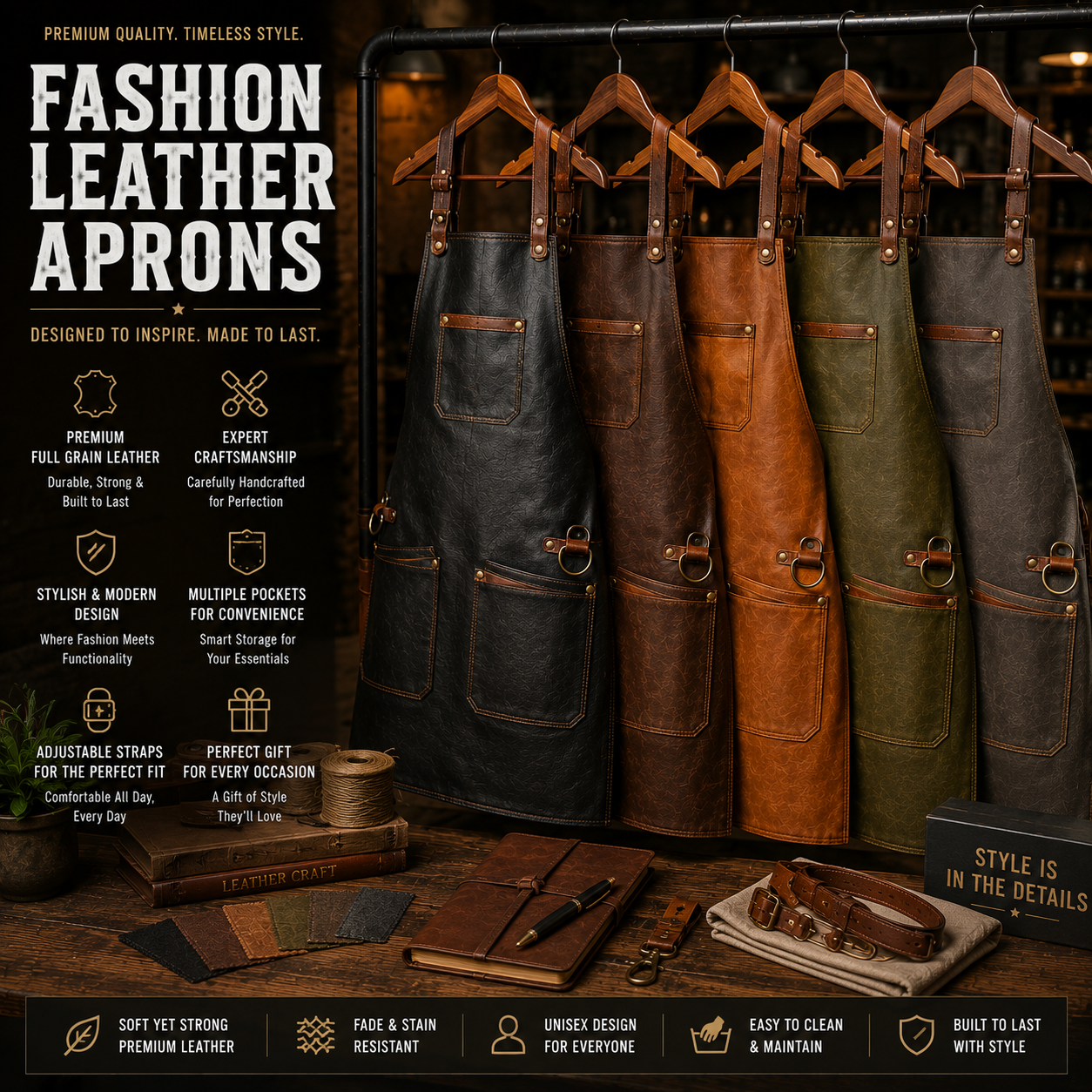 Fashion Leather Aprons Manufacturer – Custom fashion leather aprons wholesale by Eco Jersey