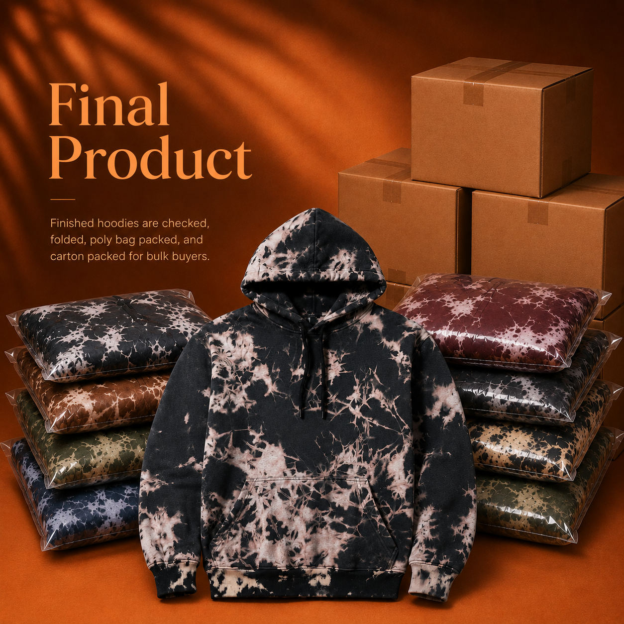 Final product - Tie Dye Acid Wash Hoodie completed by Eco Jersey