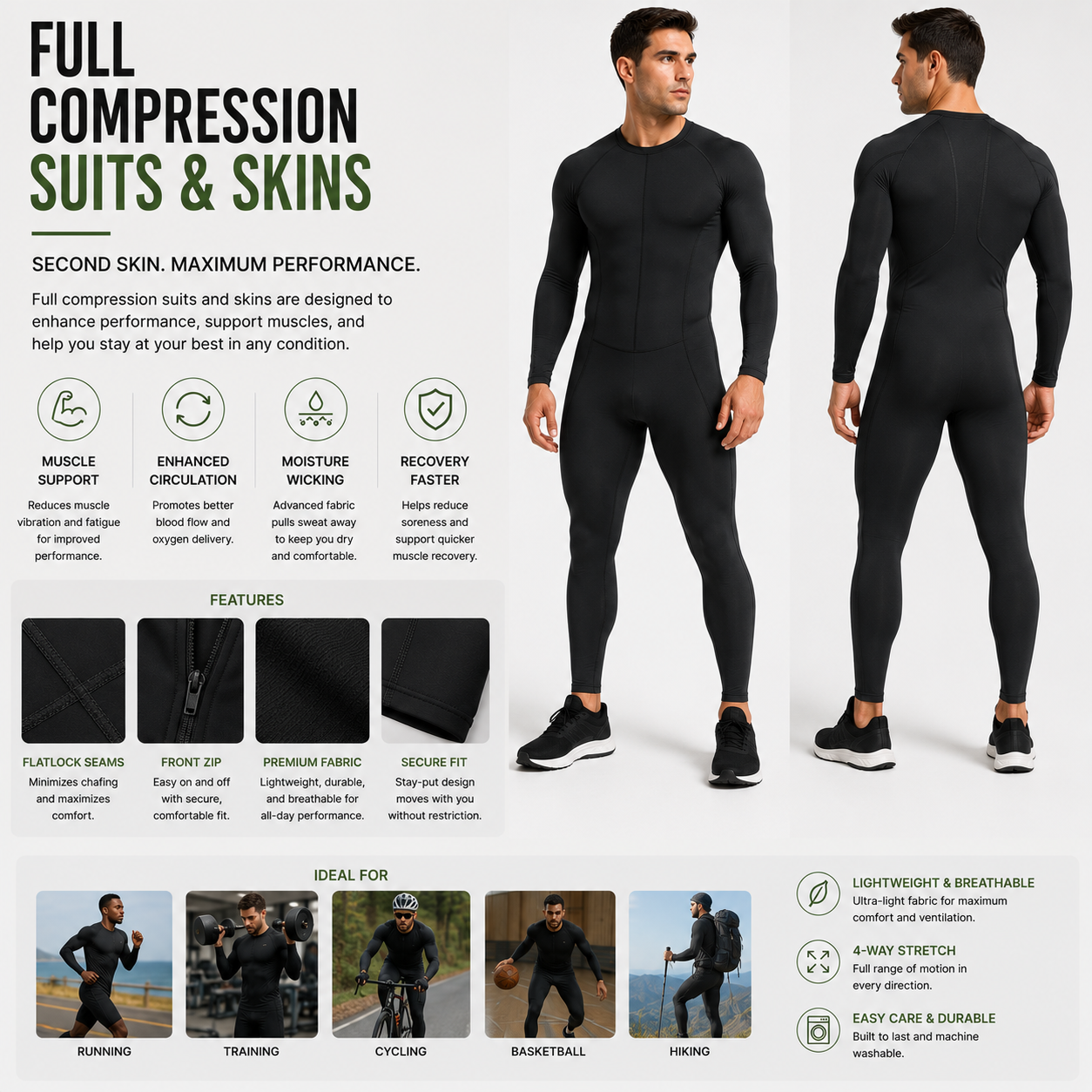 Custom full compression suits and skins wholesale – B2B full-body performance compression wear manufacturer by Eco Jersey