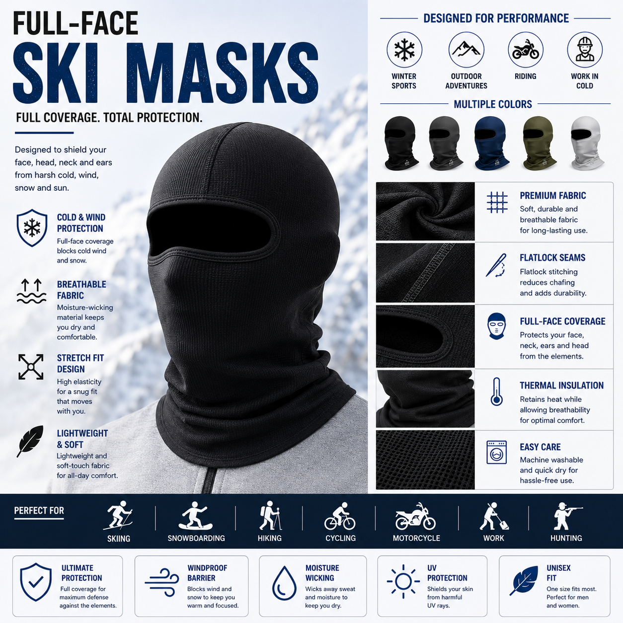 Custom full face ski mask manufacturer - wholesale B2B production of complete face protection for skiing and winter sports