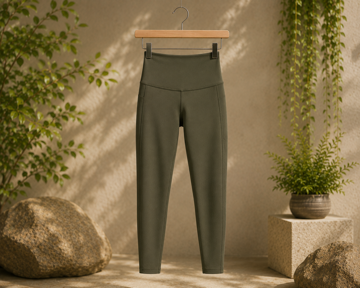 Custom high-waisted leggings manufacturer showing women's high-rise performance leggings for yoga, fitness brands, and activewear retailers