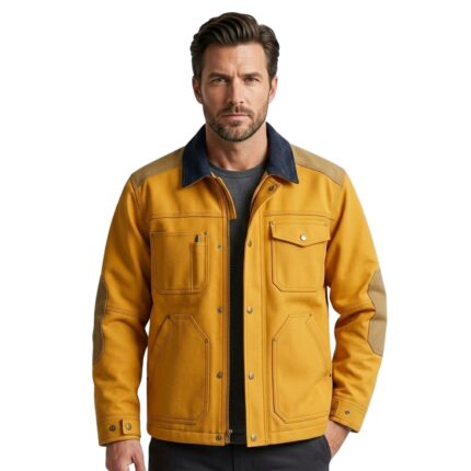 Model wearing Jackets for Construction Work