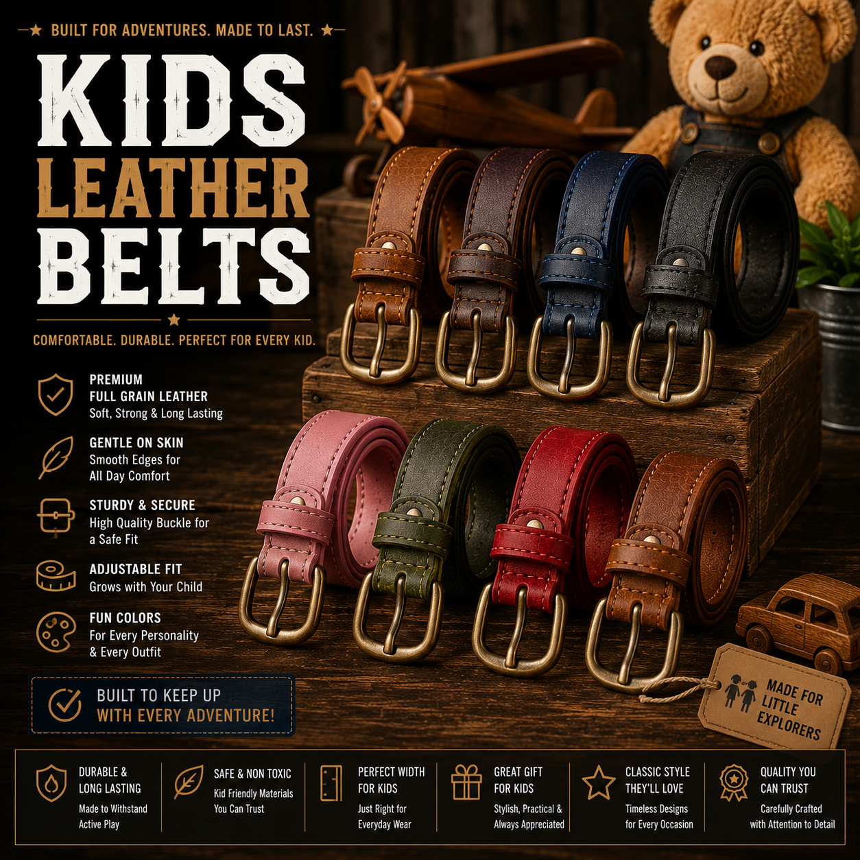 Kids Leather Belts Manufacturer – Custom kids leather belts wholesale by Eco Jersey