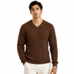 Brown colored custom knitted sweater for men colour variant option on product page