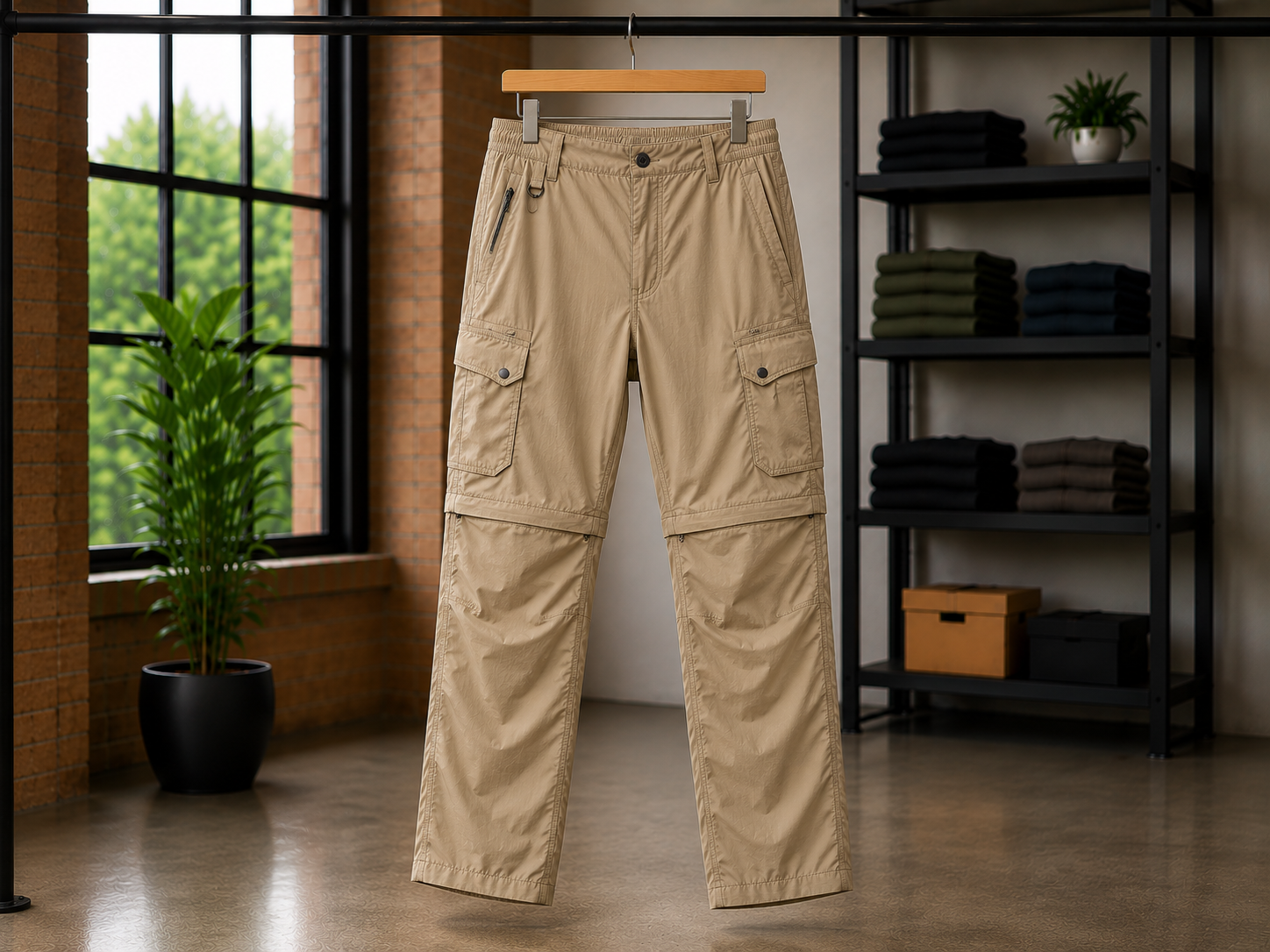 Lightweight hiking cargo pants with quick-dry fabric and ample storage for long-distance trekking and camping