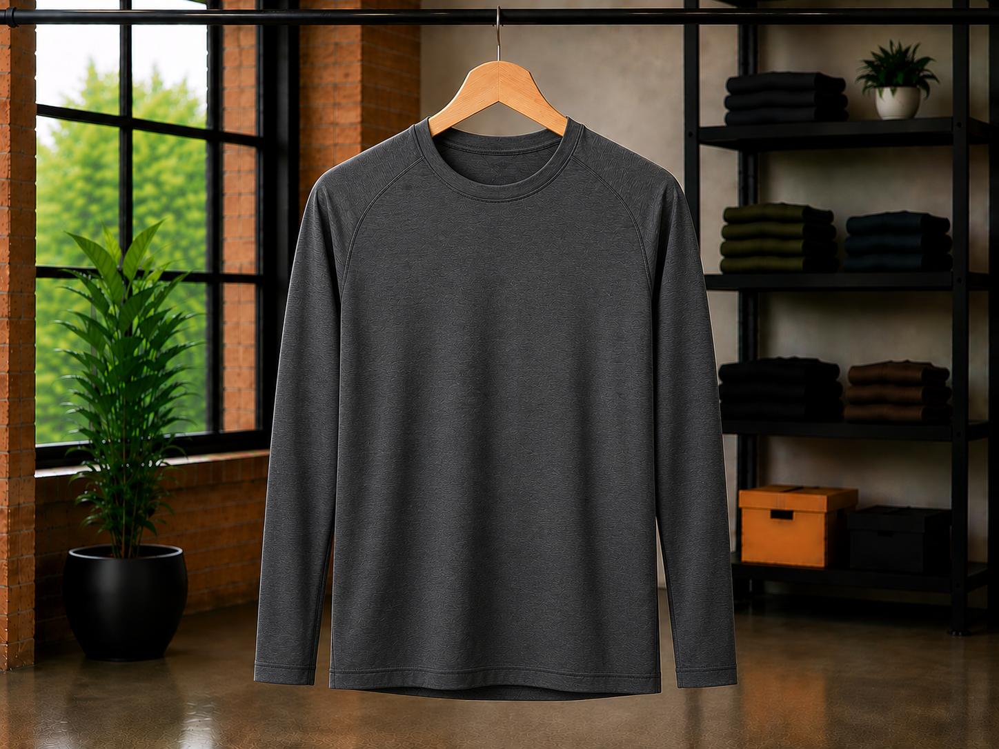 Long sleeve outdoor tees for men, UV protection and moisture-wicking fabric for hiking and camping