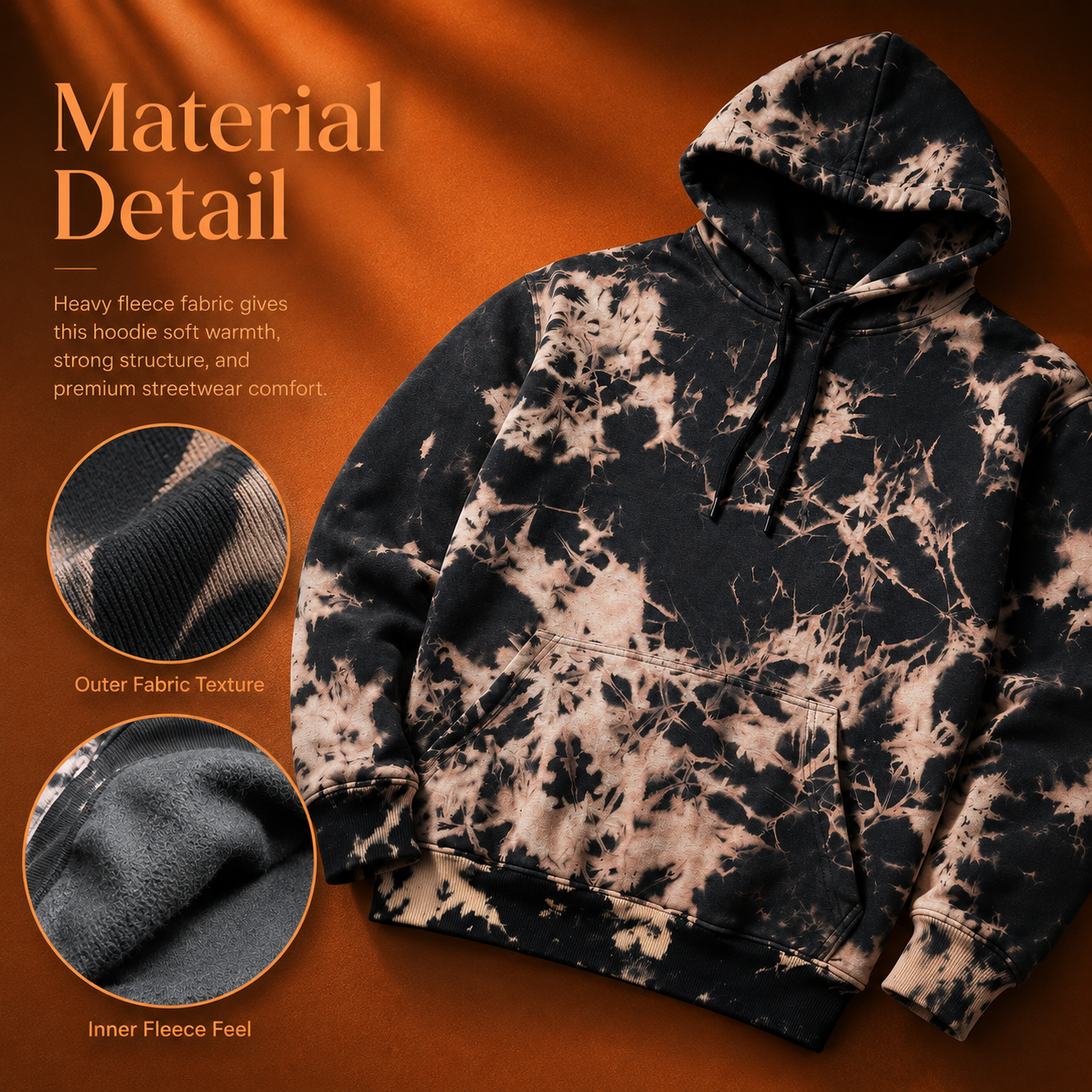 Material detail - Tie Dye Acid Wash Hoodie fabric texture