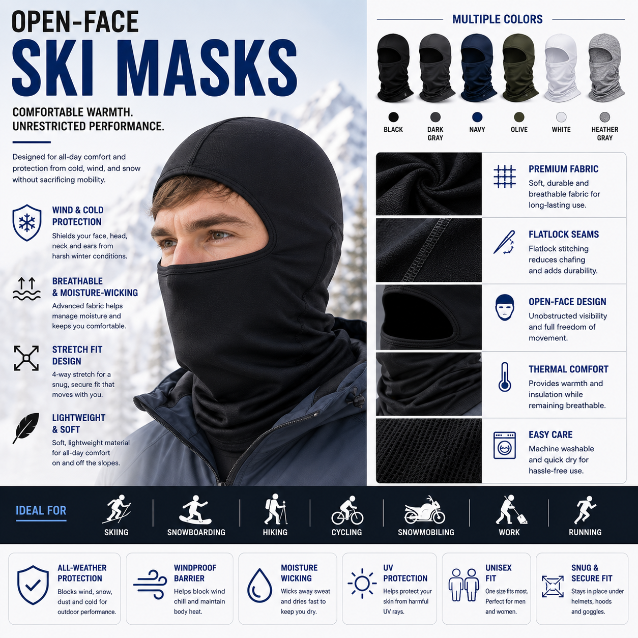 Custom open face ski mask manufacturer - wholesale B2B production of winter sports face protection masks