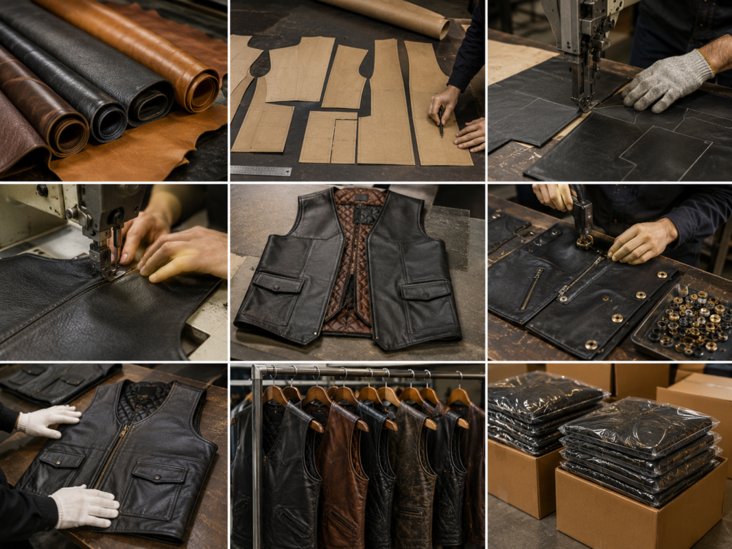 Our Leather Vest Manufacturing Capabilities – Custom leather vest production features by Eco Jersey