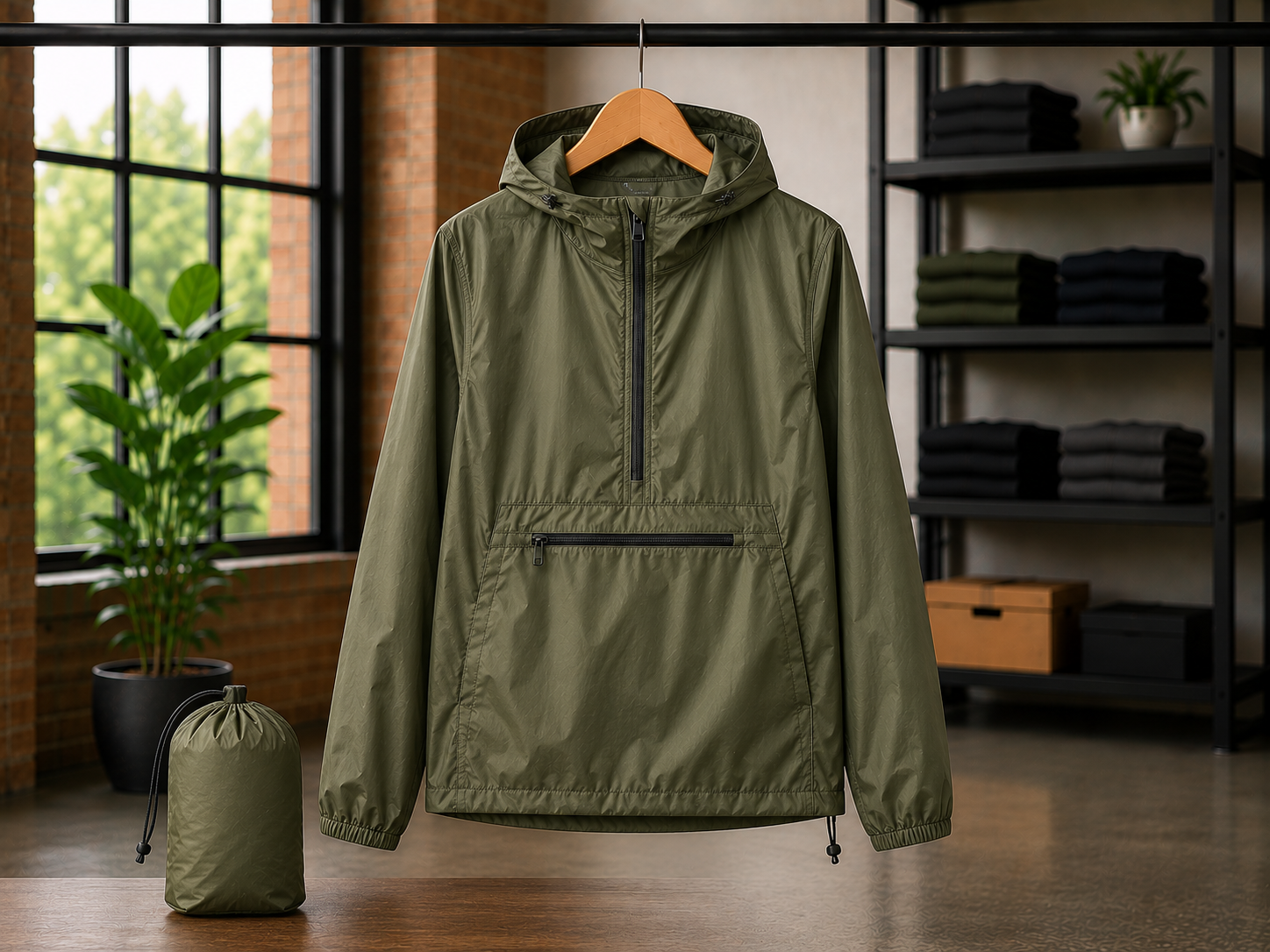 Packable cagoule rainwear that packs into its own pocket for lightweight and portable wet weather protection