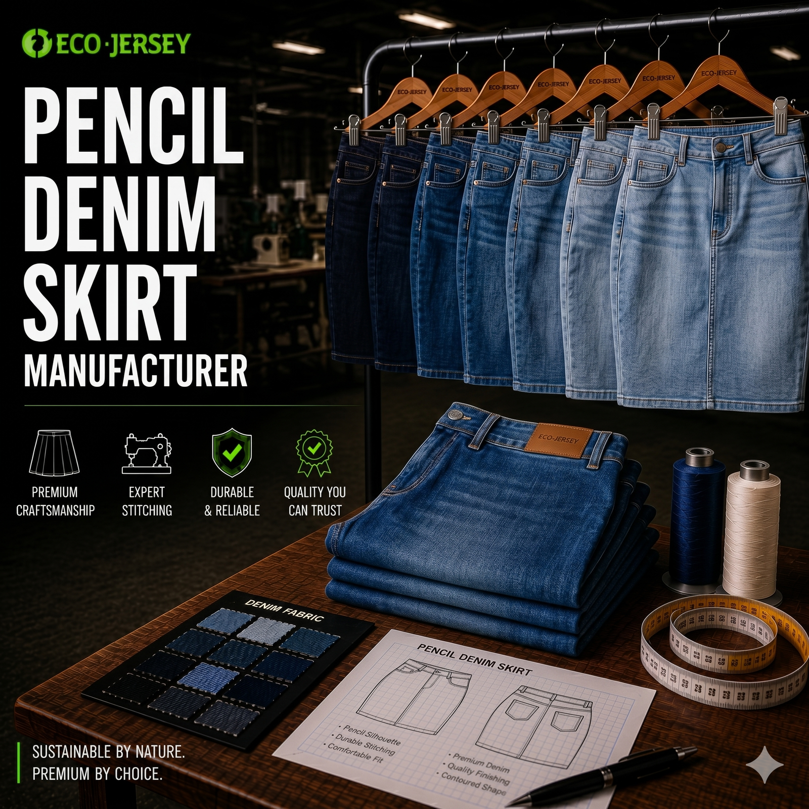 Pencil Denim Skirt