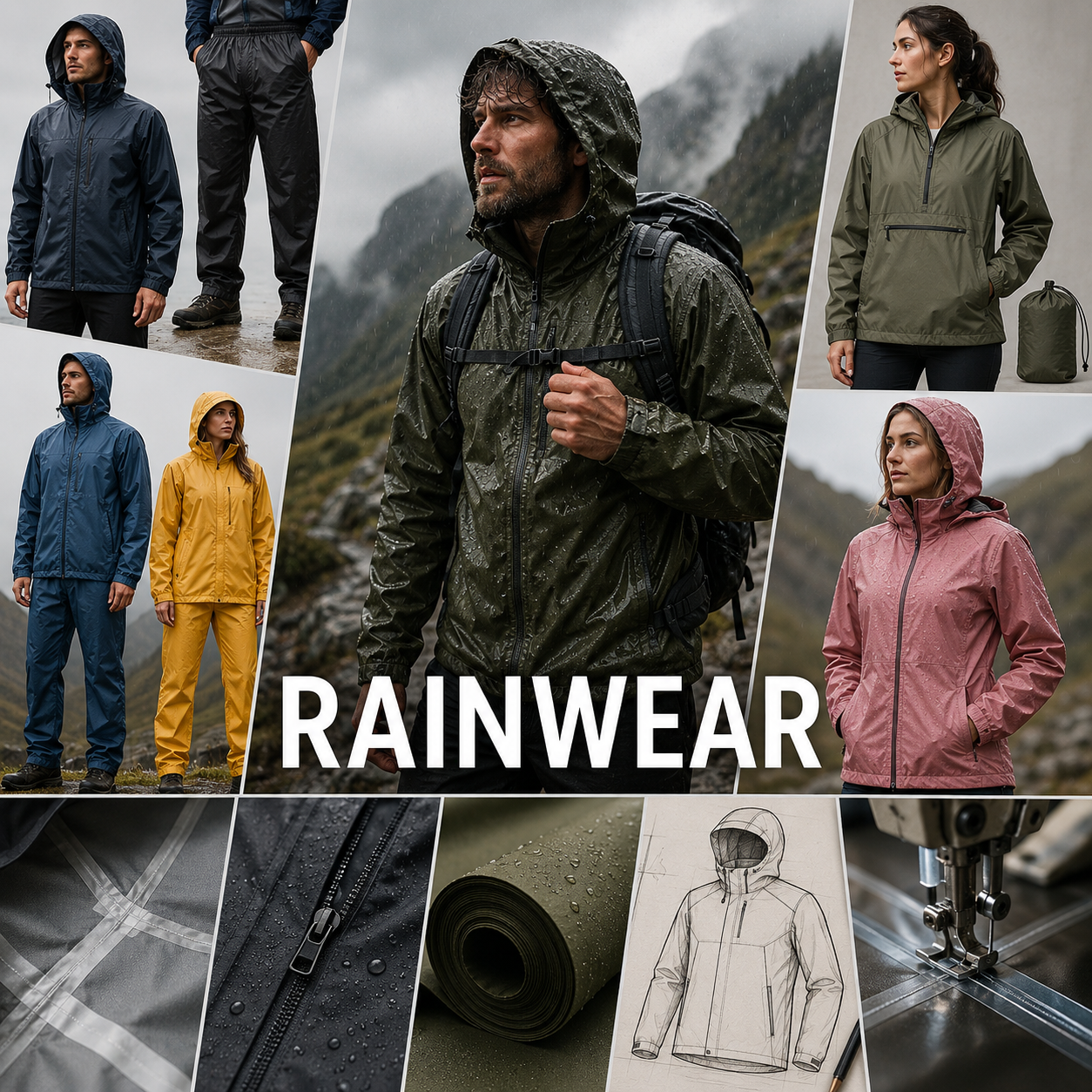 Custom rainwear manufacturer - wholesale B2B production of waterproof rain jackets, pants, and outdoor wet weather gear