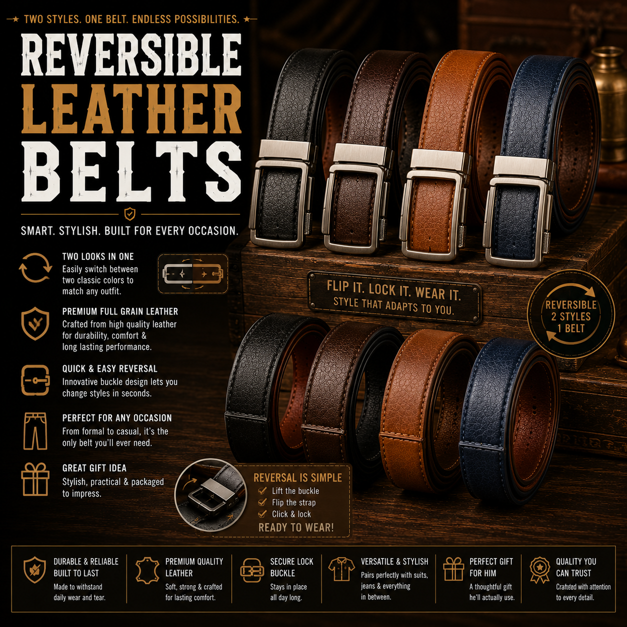 Reversible Leather Belts Manufacturer – Custom reversible leather belts wholesale by Eco Jersey