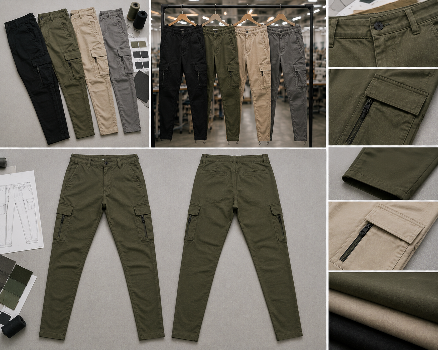 Slim Fit Cargo Pants Manufacturer – Custom slim fit cargo pants wholesale by Eco Jersey