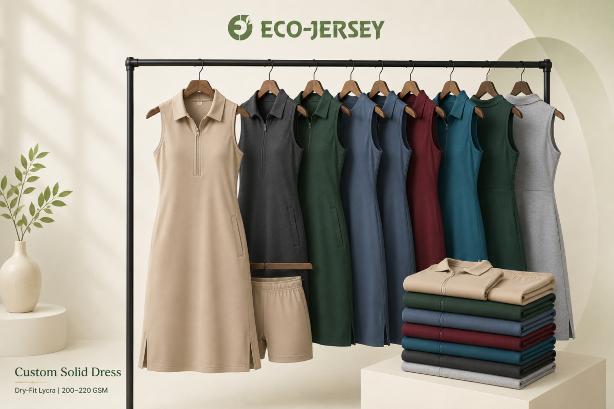 Custom solid color women's dress by Eco Jersey, plain solid dress for wholesale private label fashion brand manufacturing