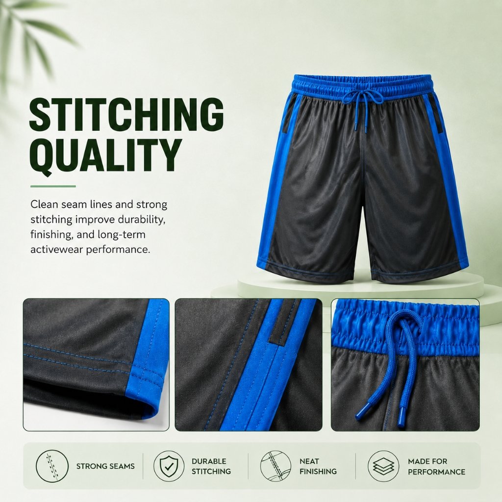 Stitching detail on Sublimation Shorts