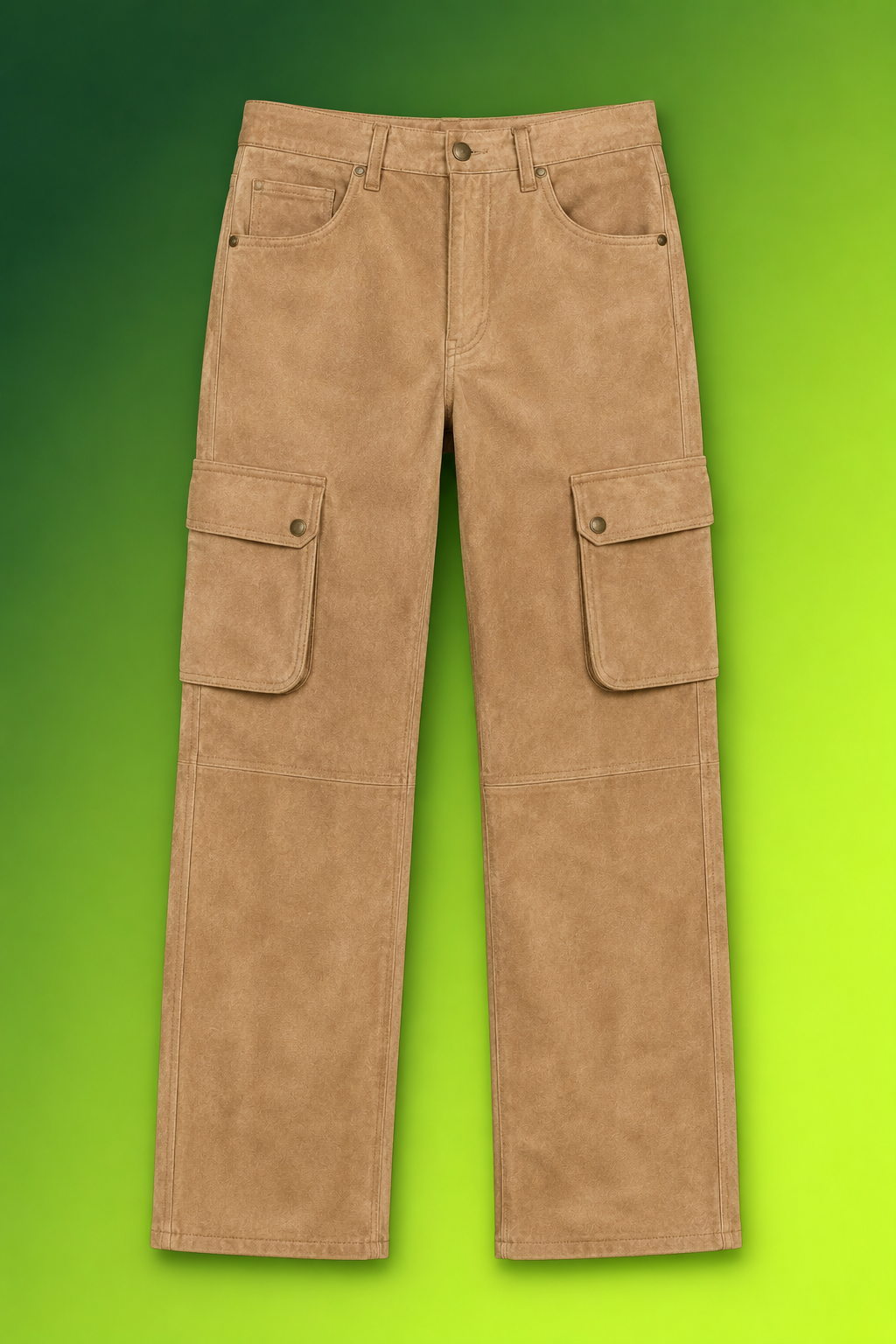 Suede Leather Cargo Pants