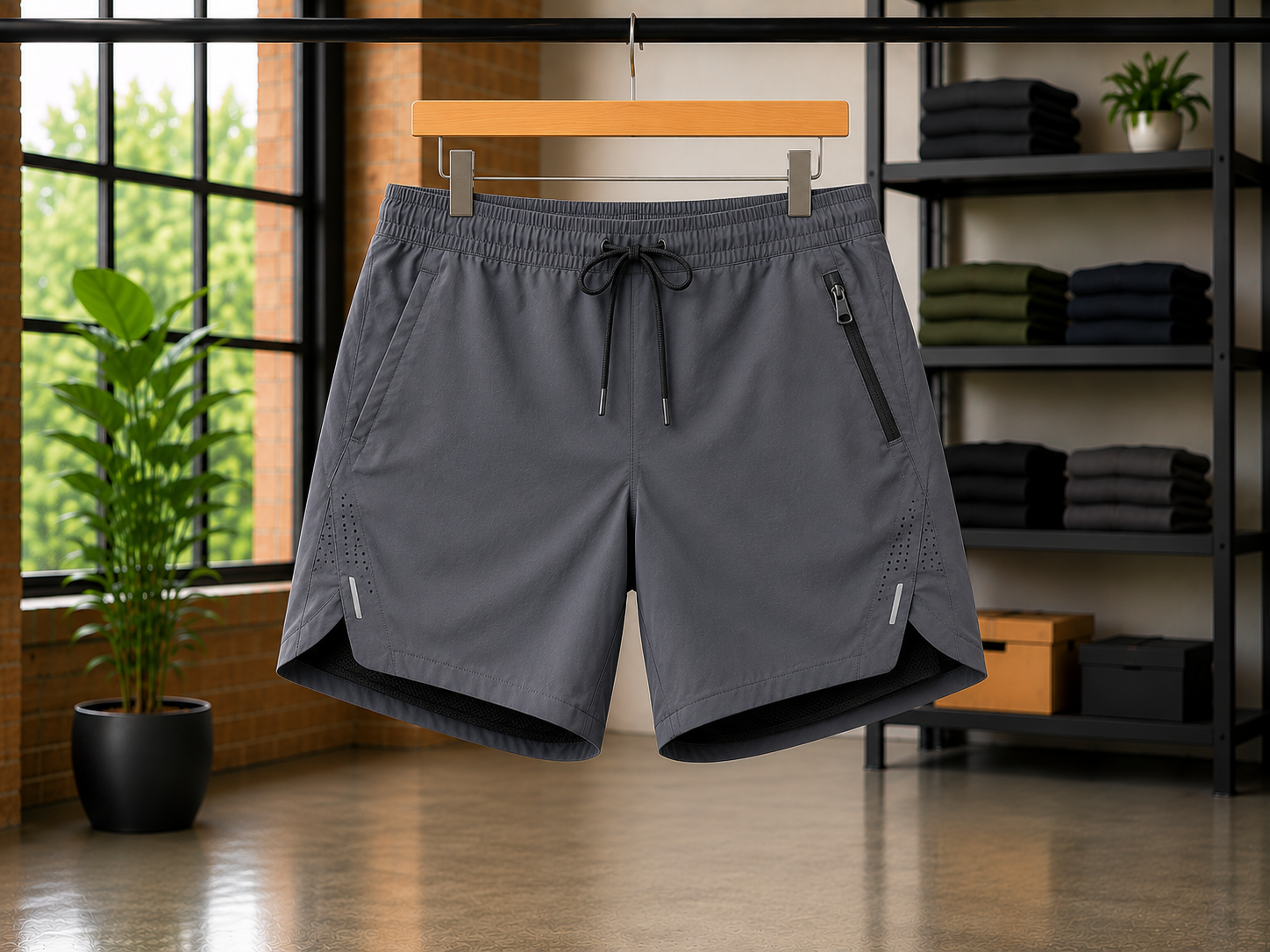 Trail running shorts with moisture-wicking fabric and built-in liner for cross-country running and outdoor sports