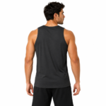 Unisex athletic tank top model back view – lightweight workout muscle tee wholesale manufacturer by Eco Jersey