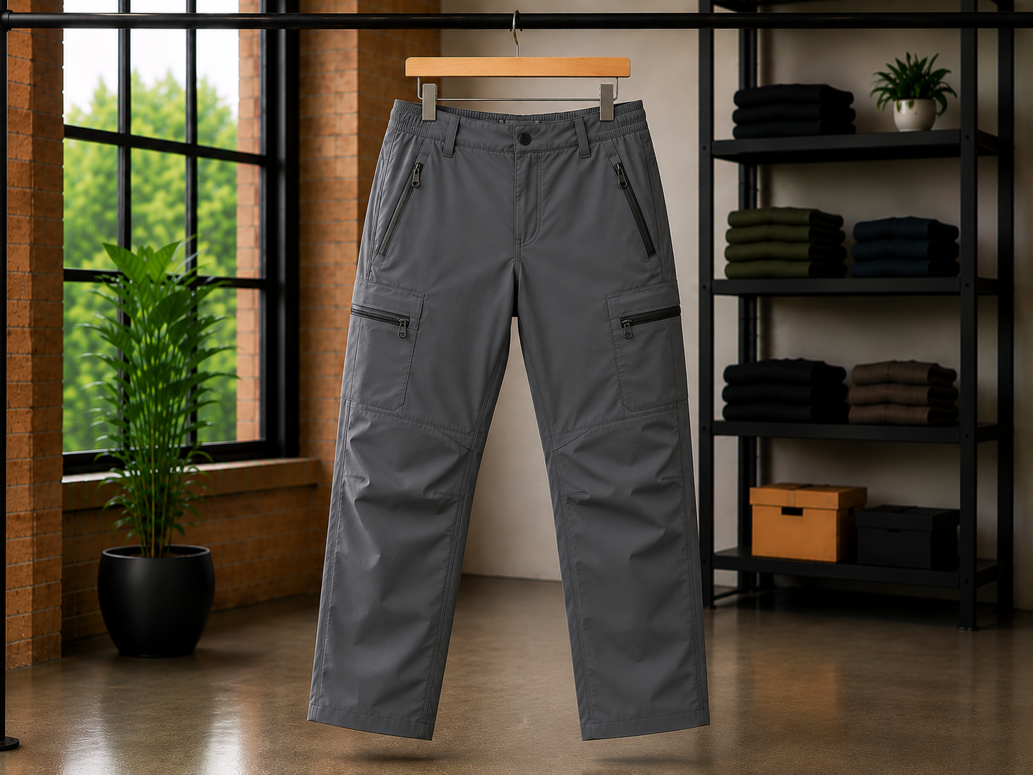 Waterproof cargo pants with DWR coating and multiple pockets for outdoor activities in wet and rainy conditions