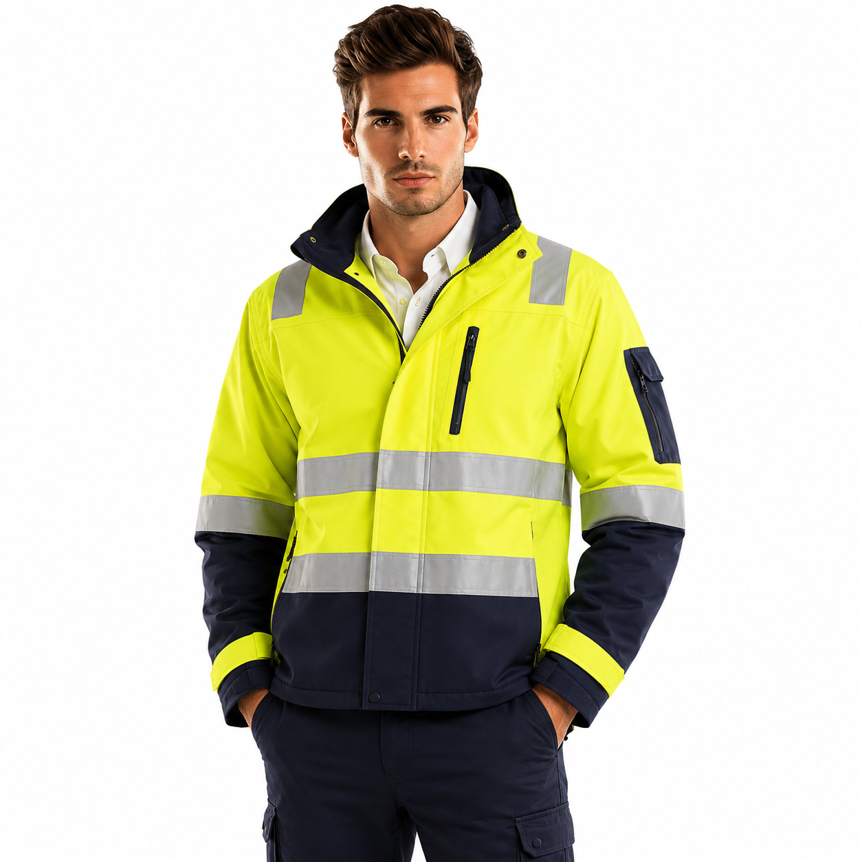 Waterproof workwear jackets-model front view