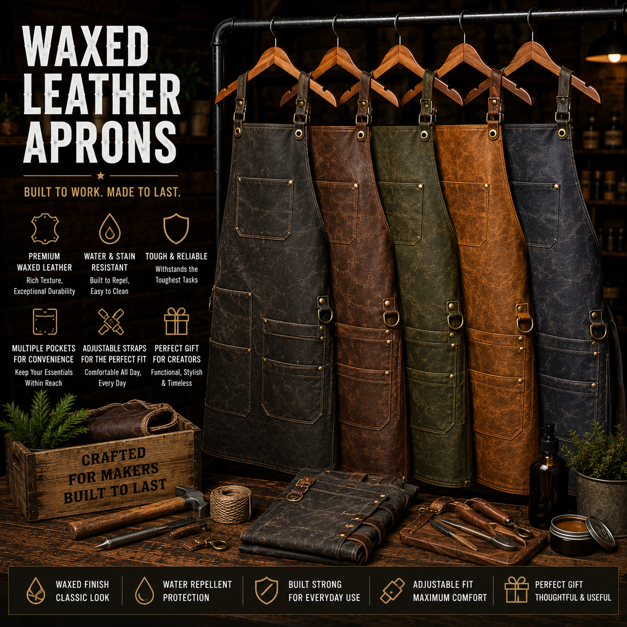 Waxed Leather Aprons Manufacturer – Custom waxed leather aprons wholesale by Eco Jersey