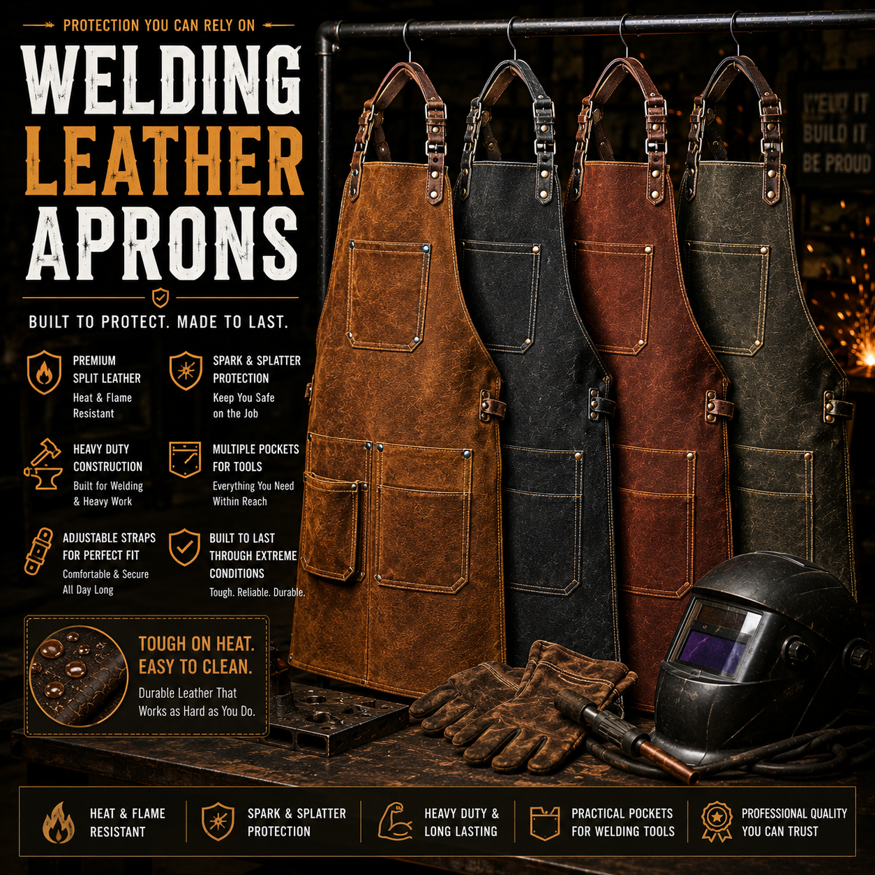 Welding Leather Aprons Manufacturer – Custom welding leather aprons wholesale by Eco Jersey