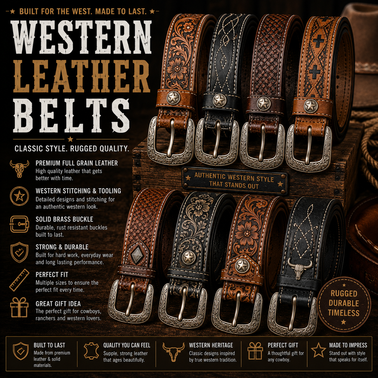 Western Leather Belts Manufacturer – Custom western leather belts wholesale by Eco Jersey